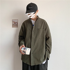 C1061/P28春装潮流男士纯色长袖立领衬衣男士韩版大码衬衫男，男装衬衫，电商A141