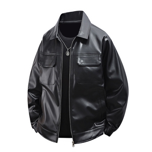 新款男士皮衣双口袋机车服潮酷夹克309B-3-99321-P100图片