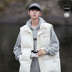 山系港风冬款白鸭绒字母印花立领羽绒服A247-MJ116特批115控168，男装背心/马甲，电商A247
