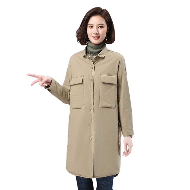 2021年冬季纯色立领中长款时尚上衣,女装棉衣/棉服,叶笙衣
