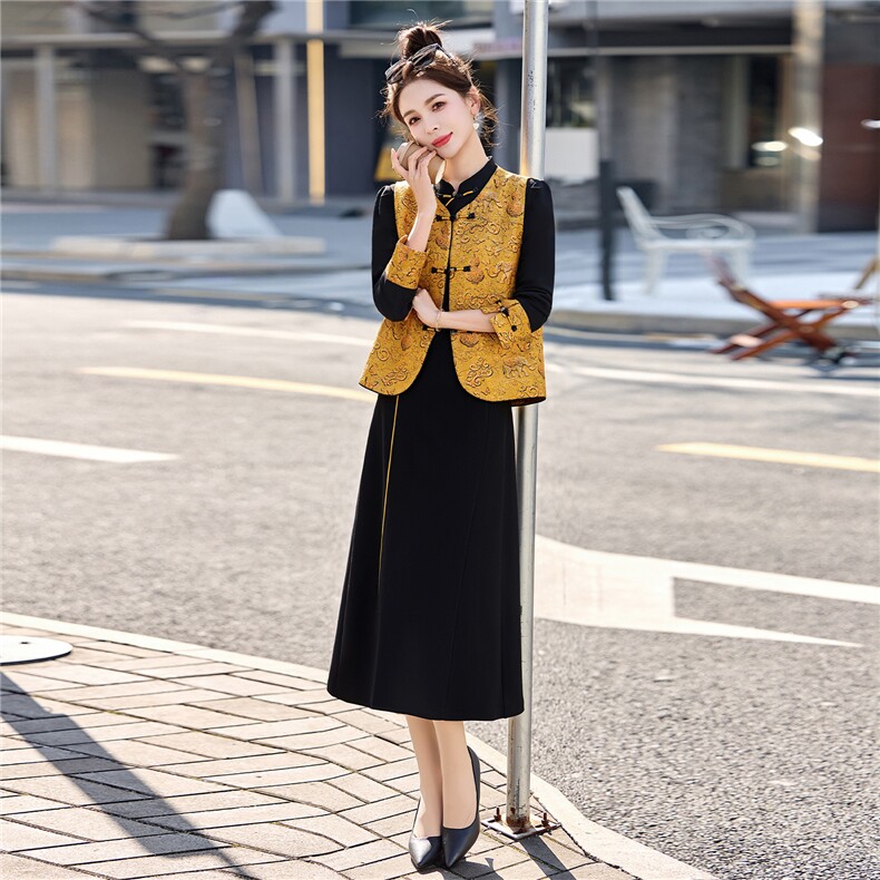 2026年春季新款女装时尚气质新中式两件套套裙,女装套装/套裙,关键词
