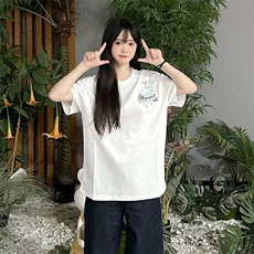 万针全刺绣解构设计260克重磅双纱纯棉高品质美式高街短袖T恤特35，男装T恤，电商A486