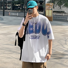 得物抖音40支双纱高品质印花半袖潮牌纯棉短袖T恤男女T7222-P40，男装T恤，电商A441-1