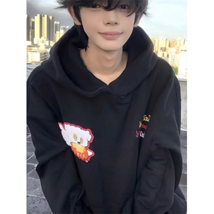 新款时尚卡通小新卫衣男连帽秋冬重磅情侣百搭帽衫上衣 WHT222图片