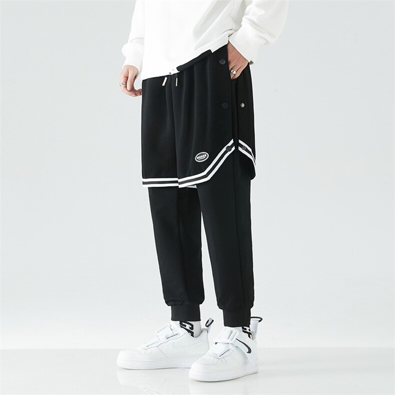 春季男士新款青少年酷霸假两件叠穿潮牌潮流修身休闲裤SK2118-P80,男装休闲裤,电商A128