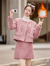 【现货bao款】2025冬装新款韩式淑女小香羽绒短裙套装90绒狐狸毛，女装套装/套裙，韩宇舍