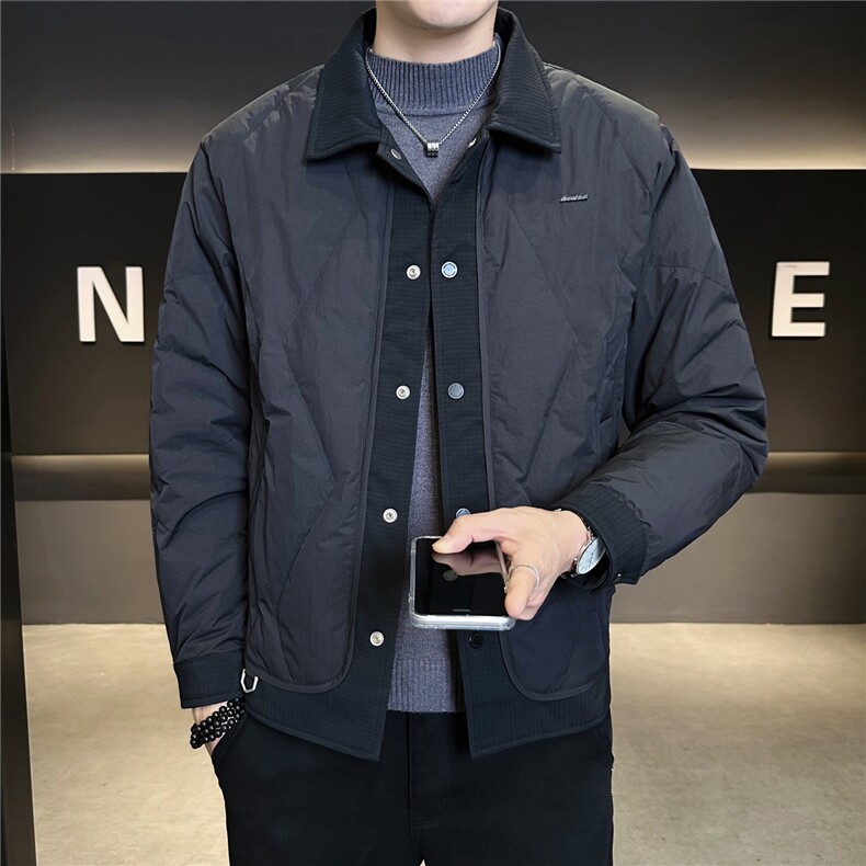 9923-L-4XL-P165标50绒店主风冬季翻领轻薄男士休闲羽绒服外套,男装羽绒服,电商B255