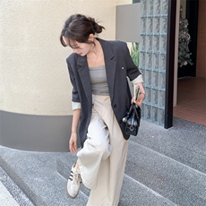 出货灰色拼条纹西装2C198-6830-P145K238，女装短外套，2C198