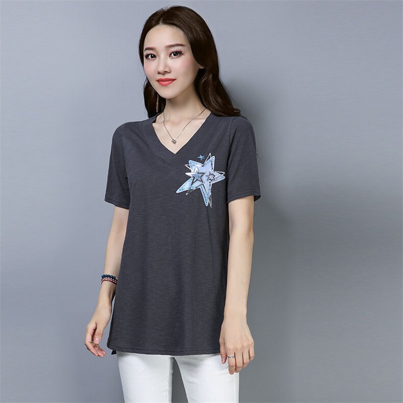 新款宽松短袖T恤女韩版圆领上衣显瘦百搭夏季潮流,女装T恤,秋牧寒烟