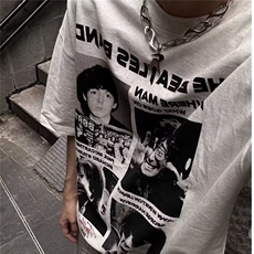 重磅欧美人像印花短袖T恤男夏季宽松小众设计感上衣AA12-P29，男装T恤，星座208-5