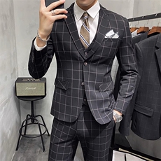 格子男装西服套装三件套礼服结婚W2023-P260，男装西服，星座1012