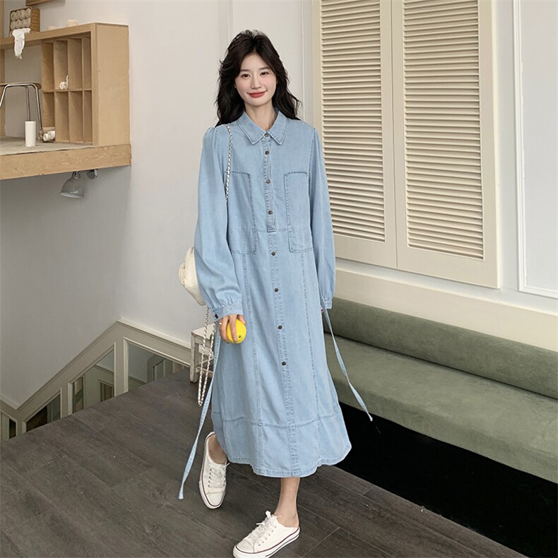 现货-2025年春季新款牛仔连衣裙203P140K218,女装连衣裙,浪娴服饰