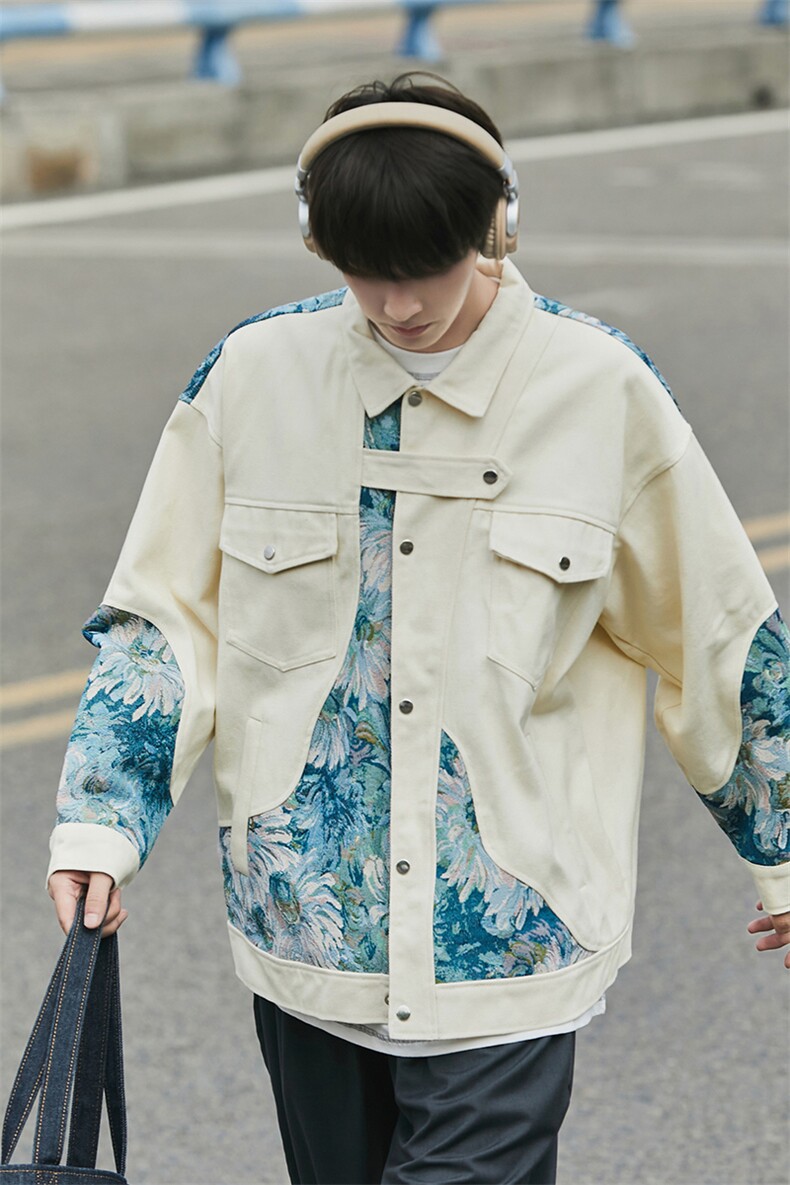 2026港风风植物花卉刺绣夹克大码M-5XL潮美式男Jk7806P95,男装夹克,星座227-7