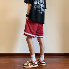 美式街头字母篮球运动休闲短裤男夏季潮牌百搭宽松直筒阔腿五分裤，男装休闲裤，星座716-2