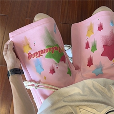 抖音品质夏季新款发泡星星印花宽松短裤B315-K24114-特p30控58，男装牛仔裤，电商B315