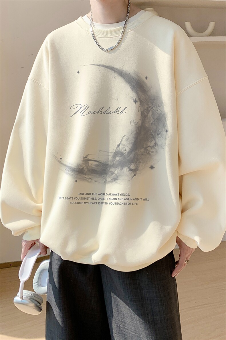 已注册/华棉内景春秋文艺休闲宽松圆领卫衣男WY00713/P35加绒P45,男装卫衣,电商B316