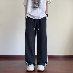 夏季新款潮流三条杠美式运动宽松冰丝裤B315-K25662-特p35控68图片