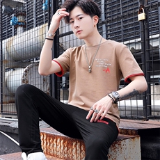 男士短袖套装夏季新款韩版短袖T恤两件套运动休闲男潮流YK610-P55，男装T恤，星座509
