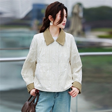 撞色翻领短款外套女春季2026新款小个子时尚减龄百搭高端上衣，女装短外套，鑫源服饰