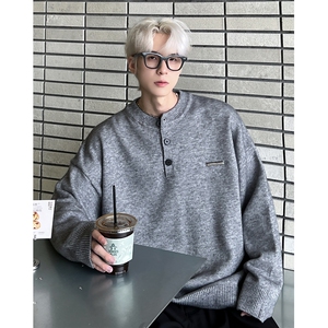灰色亨利领毛衣男款早秋打底衫针织衫内搭 12839-P58图片