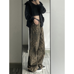 B221 美式ins高街小众个性豹纹直筒牛仔裤 LK24148-P65 控88图片