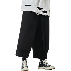 日系新款潮男士oversize休闲宽松直筒大码九分裤长裤K403/P50图片