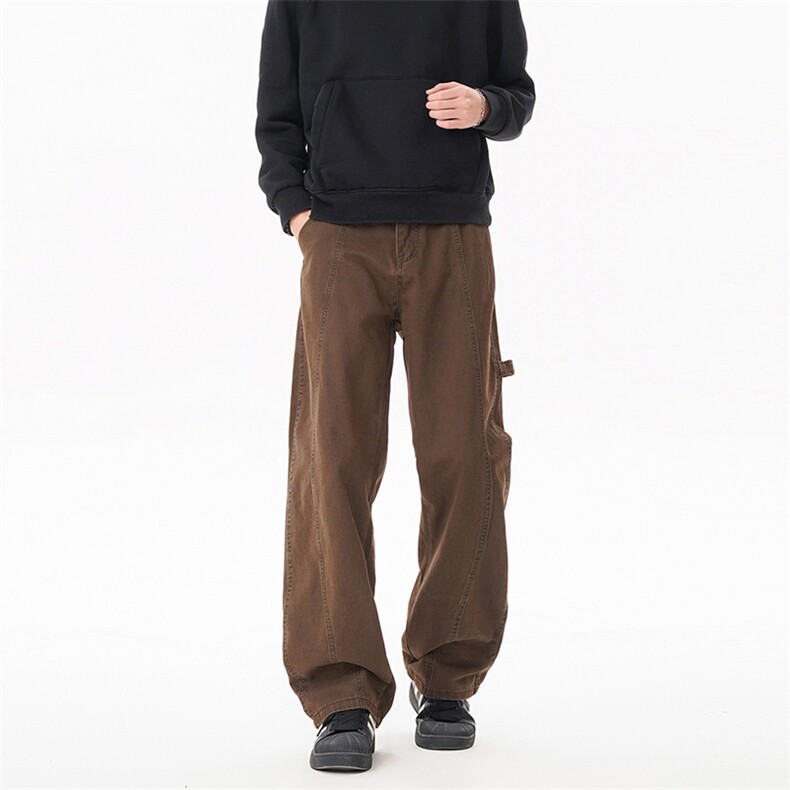 B221美式ins高街暗黑纯色休闲工装洗褪牛仔裤LK25601-特P46控78，男装牛仔裤，电商B221