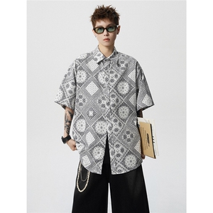 美式肌理感冰丝短袖衬衫男夏季日系cityboy上衣衬衣服934P45图片