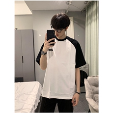 夏季短袖t恤男生休闲宽松撞色半袖体恤男士打底衫上衣服TC01，男装T恤，星座1116A-1（原606A）