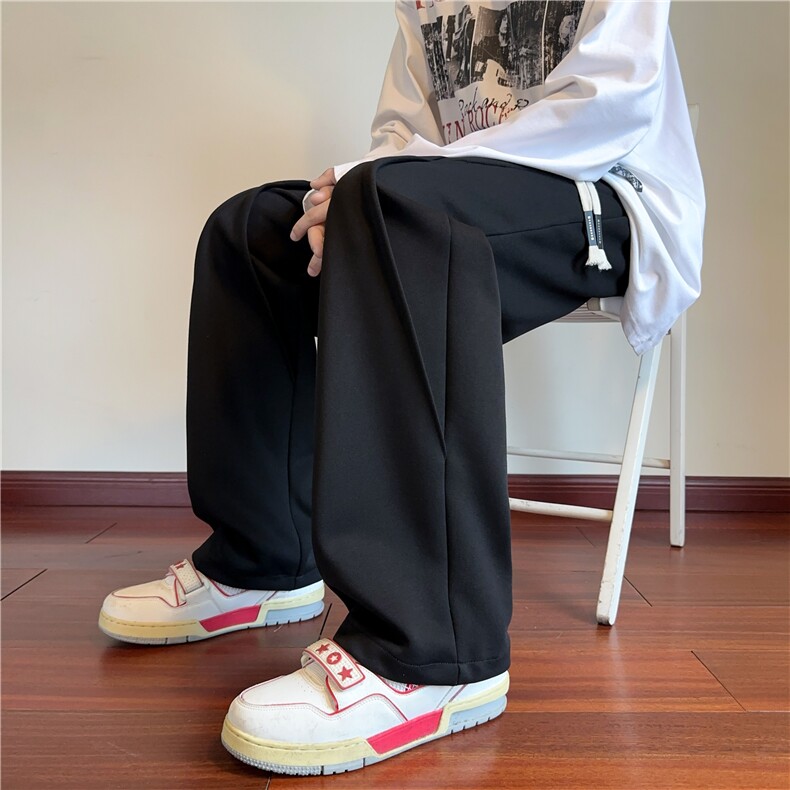 CK2516-特P42控78休闲卫裤男美式复古宽松直筒阔腿长裤55棉45聚酯，男装休闲裤，电商B370