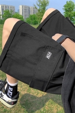 港风四角星金属装饰短裤男字母刺绣潮流五分裤男DK77030P45控59，男装休闲裤，星座226-2