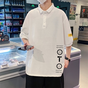 PL57114-P35 翻领短袖polo衫男大码胖子半袖t恤男有领保罗衫 模特图片