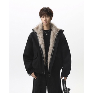 【全毛内里座山雕】立领保暖棉服男加绒皮夹克毛领棉衣-26635P138，男装夹克，电商B289