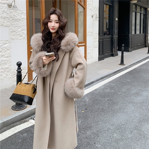 现货！韩版大毛领毛呢外套女（毛毛可拆卸）2C325-595P235K368图片