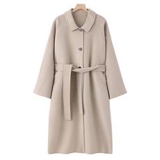 2025年秋季新款百搭女士系扣polo领大衣，女装双面呢大衣，鹿展羊绒大衣