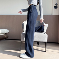 燕麦色糯米裤小个子冬天裤子秋冬直筒羊绒针织裤窄版阔腿裤，女装休闲裤，云美莎专业女裤-全店现货