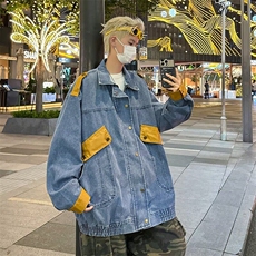 【有货】D2173-P76新款潮短款牛仔外套休闲春秋拼接复古青少年，男装夹克，星座603-2