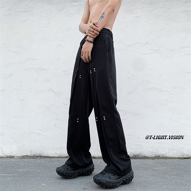 B221美式ins高街小众个性休闲直筒宽松西裤LK23113-P60控78,男装休闲裤,电商B221