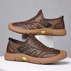 X4064-P135男鞋2024新款夏季镂空休闲皮鞋透气洞洞鞋男运动鞋，男鞋凉鞋，星座1407-3