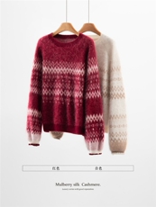 2025年秋季时尚百搭通勤简约休闲提花圆领，女装羊绒衫，戎叶云台