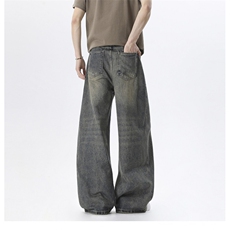 xz905-Z084#P65美式高街宽松阔腿牛仔裤，男装牛仔裤，星座905