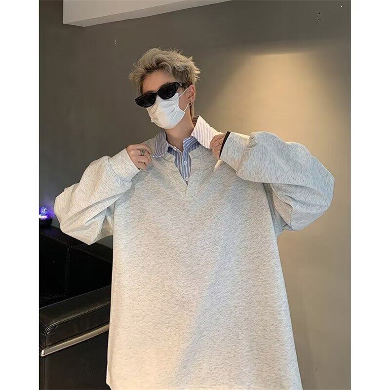 秋季新款假两件衬衫领polo衫卫衣W3189P40,男装衬衫,星座1116-2