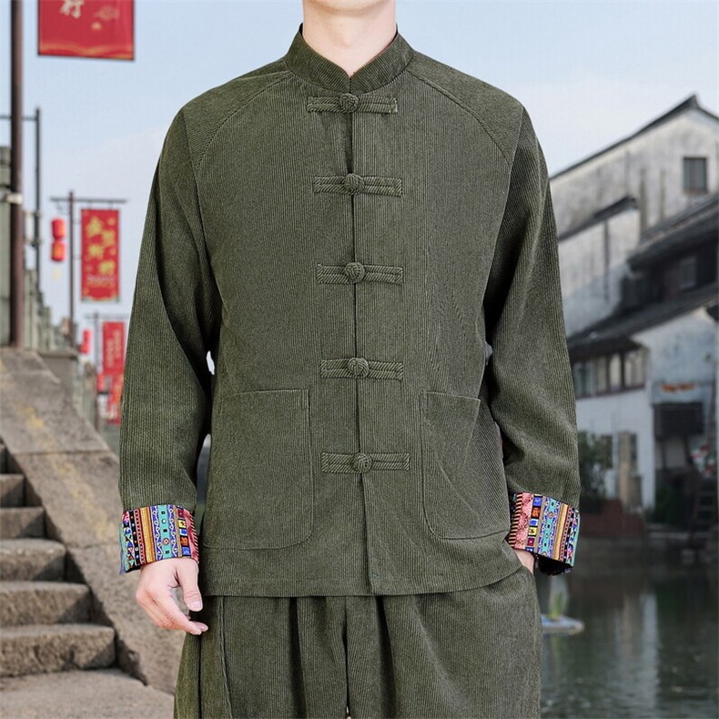 男士外套灯芯绒夹克盘扣立领唐装风XZ1512-2502单夹克-P80,男装夹克,星座1512