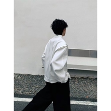OYUE帛跃解构双层弯刀袖设计夹克男女潮垫肩高级感痞帅休闲外套，男装夹克，四季星座505