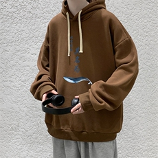 WY2261-P35加绒款-P40纯棉连帽卫衣男大码运动帽衫宽松薄外套男，男装卫衣，电商A040