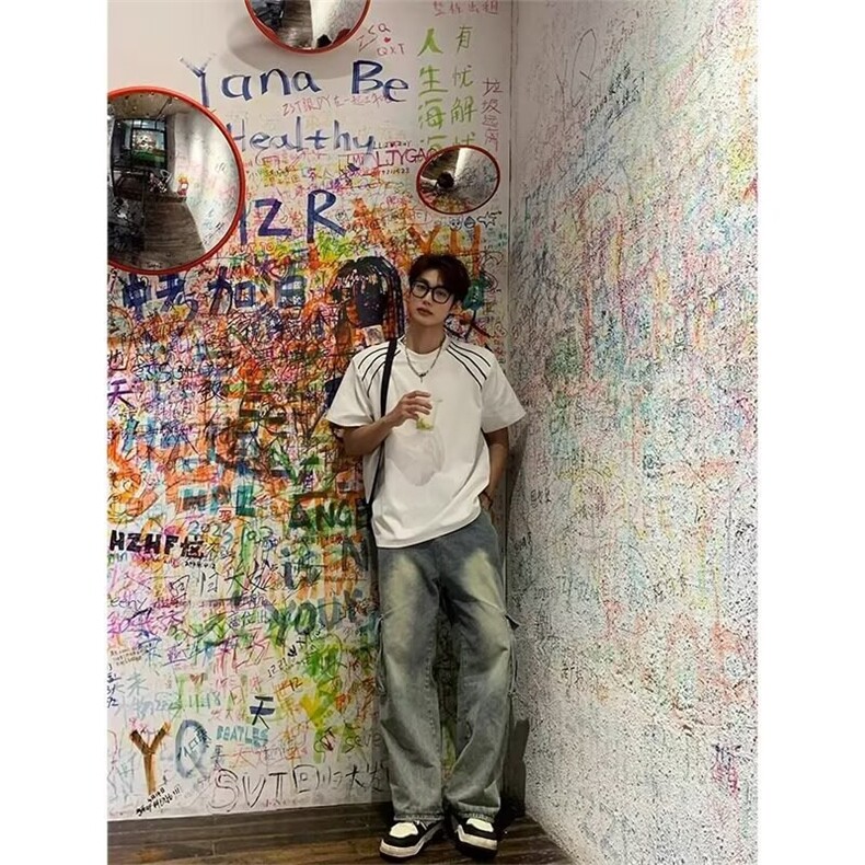 垫肩短袖t恤男夏潮牌重磅宽松设计感半袖513DT3502P25,男装T恤,星座513