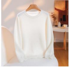 2025年秋季新款百搭花边领毛衣，女装针织衫/毛衣，米咔羊绒