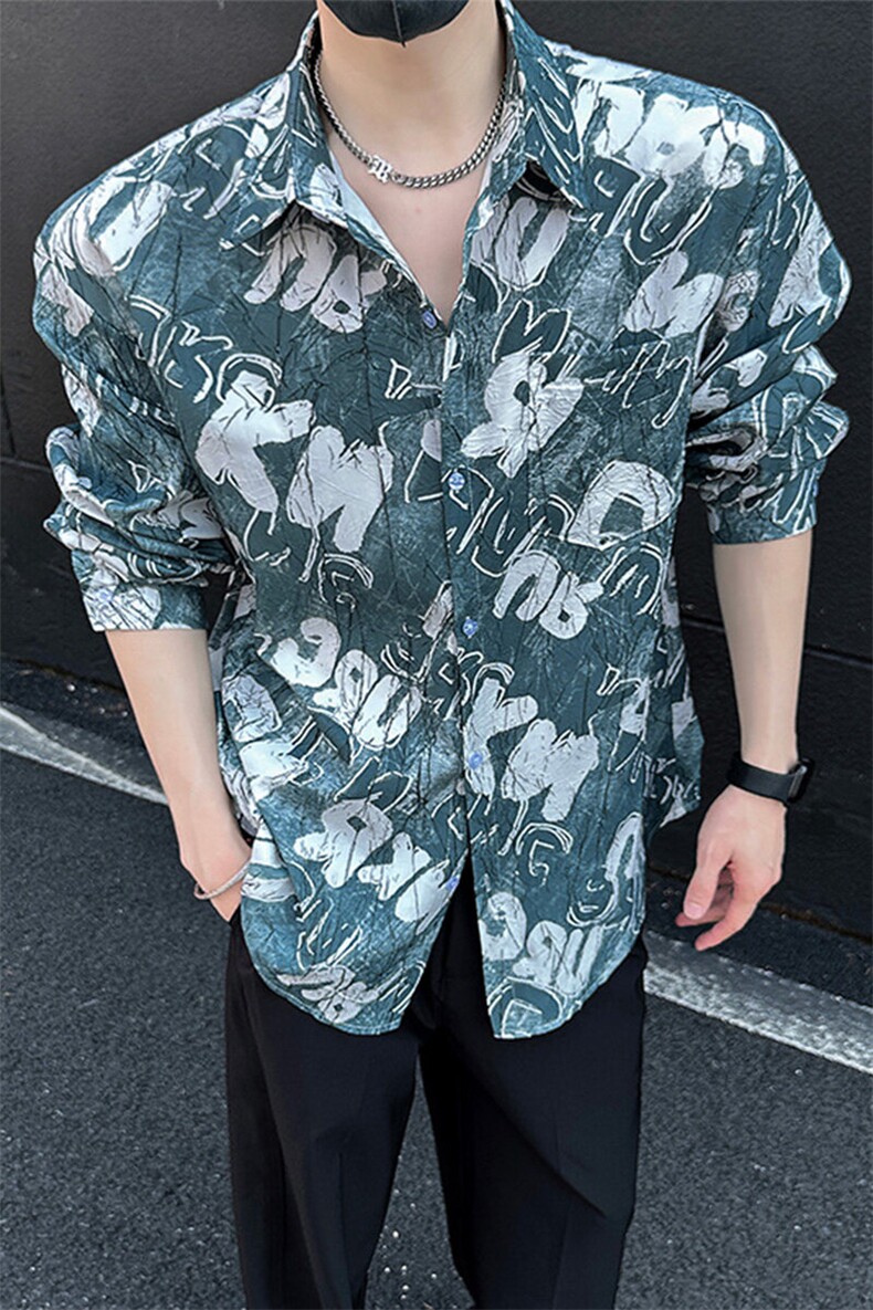 美式高街宽松衬衫潮流休闲上衣A086-CS2202-P40,男装衬衫,电商基地A086