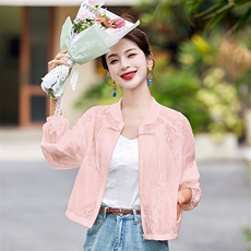 现货蕾丝防晒衣女夏轻薄小个子2025新款宽松超好看薄款新中式外套，女装防晒衣，美静678