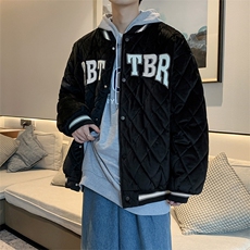 菱形格绒面学生棒球服潮牌衣冬季外套韩版宽松服W2076-P70，男装夹克，星座512-4